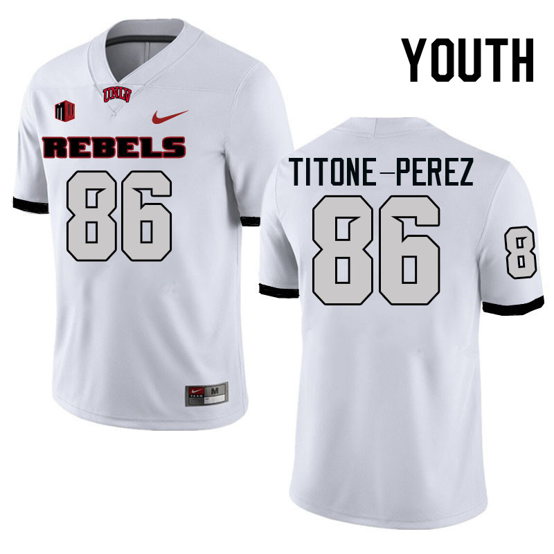 Youth #86 David Titone-Perez UNLV Rebels College Football Jerseys Stitched-White